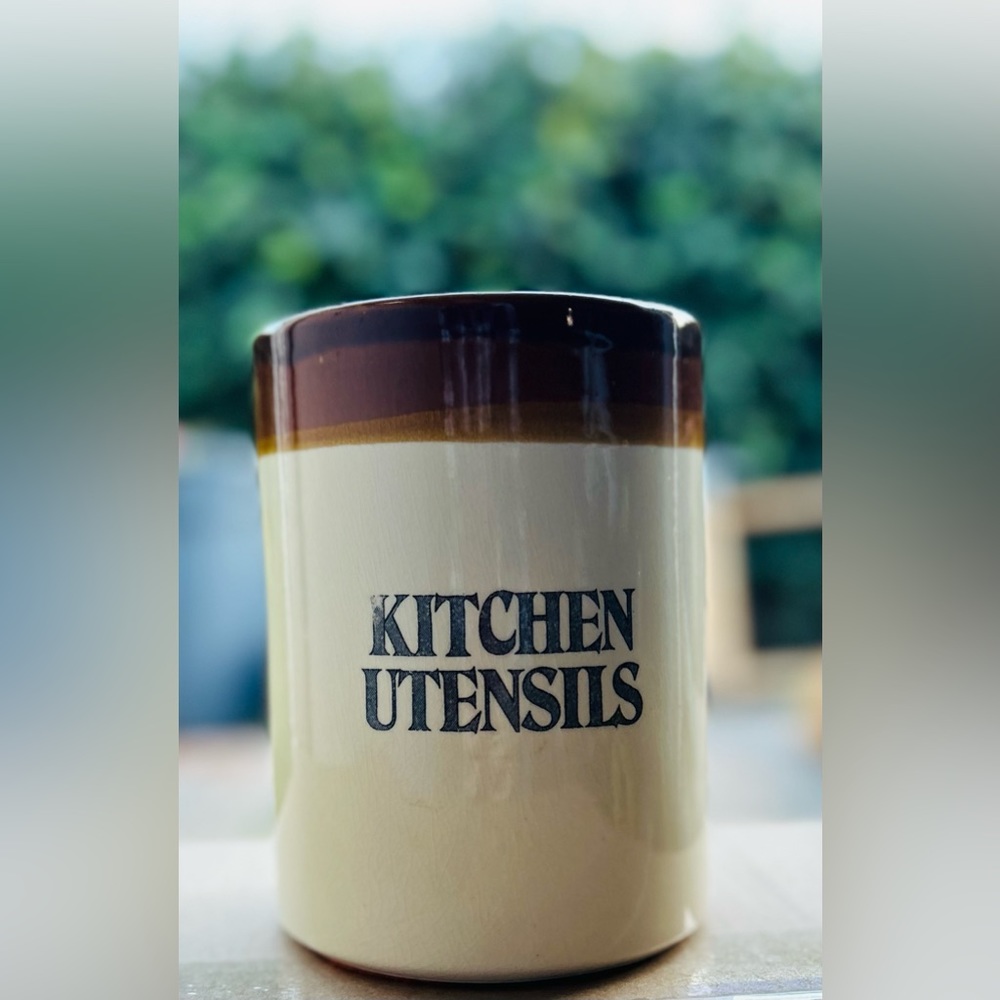 Vintage Pearsons of Chesterfield treacle glaze kitchen Utensils container
